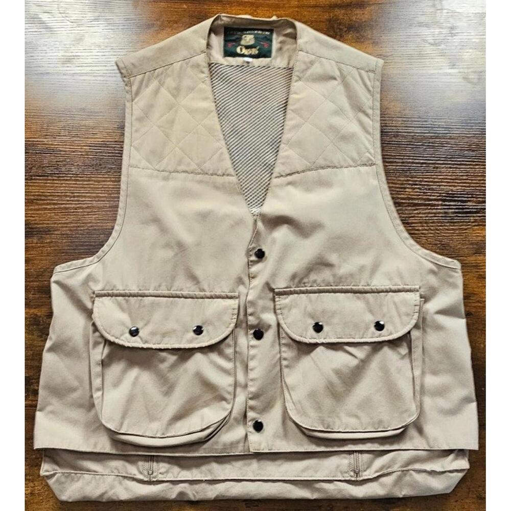 Orvis Shooting Hunting Vest Men's L Shell Game Pockets Brown Tan Jacket
